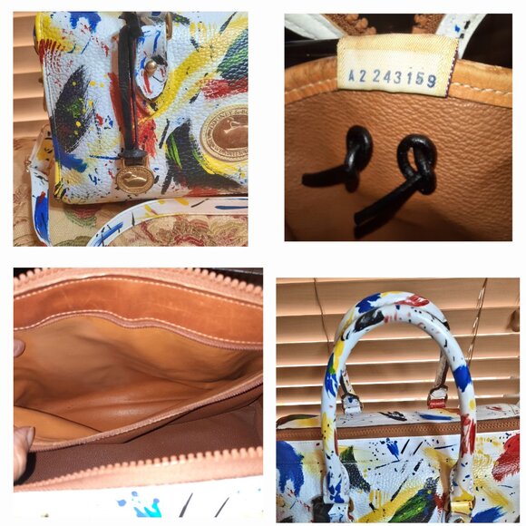 Dooney & Bourke Dipinta Inspired Hand Painted Vintage Zip Satchel Rare Dooney - Picture 14 of 14